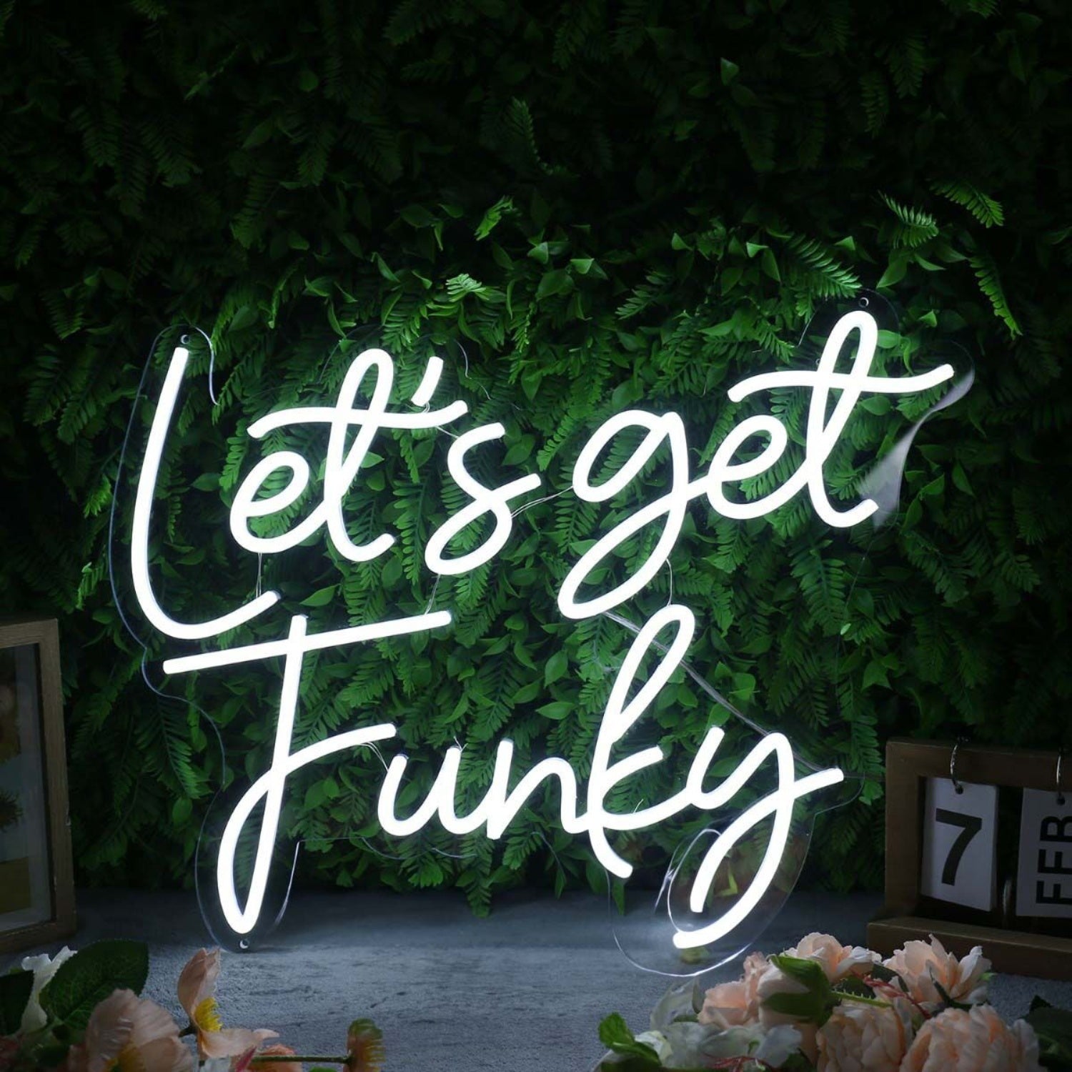 Lets Get Funky White Led Neon Sign - Shineneon
