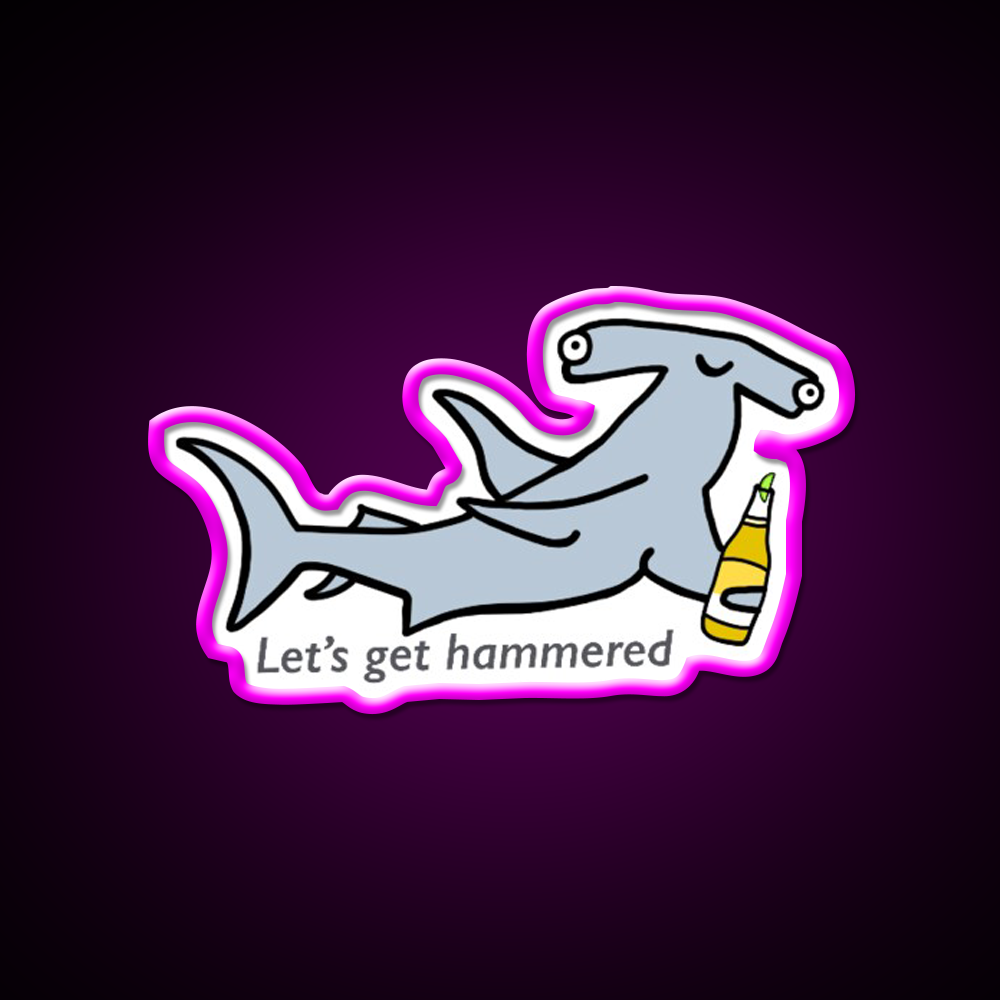 Lets Get Hammered Beer Bar Decor Led Neon Sign By Sunshine Co Rgb Color - Neon sign mounted on wall in room
