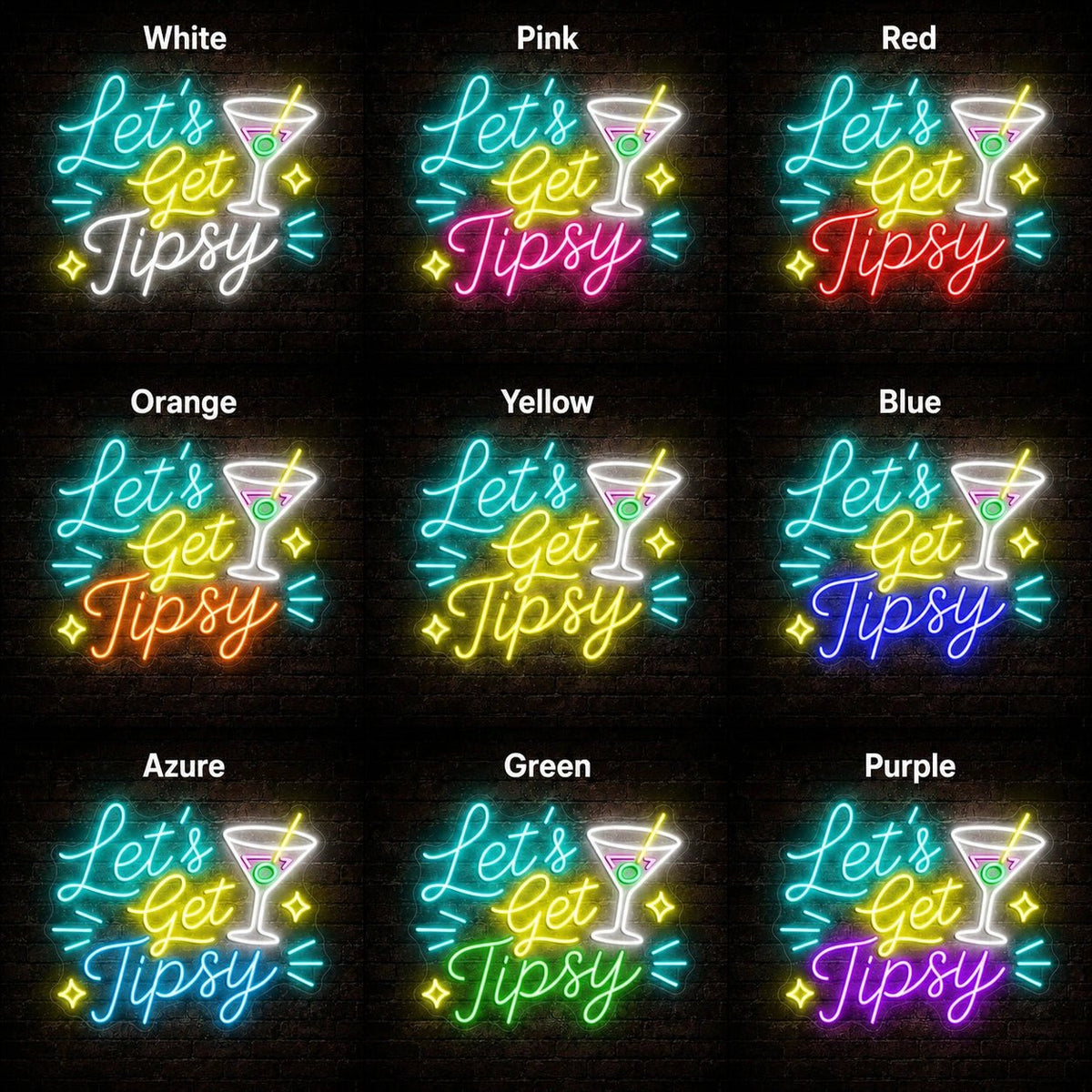 Lets Get Tipsy Cocktail LED Neon Sign - Shineneon