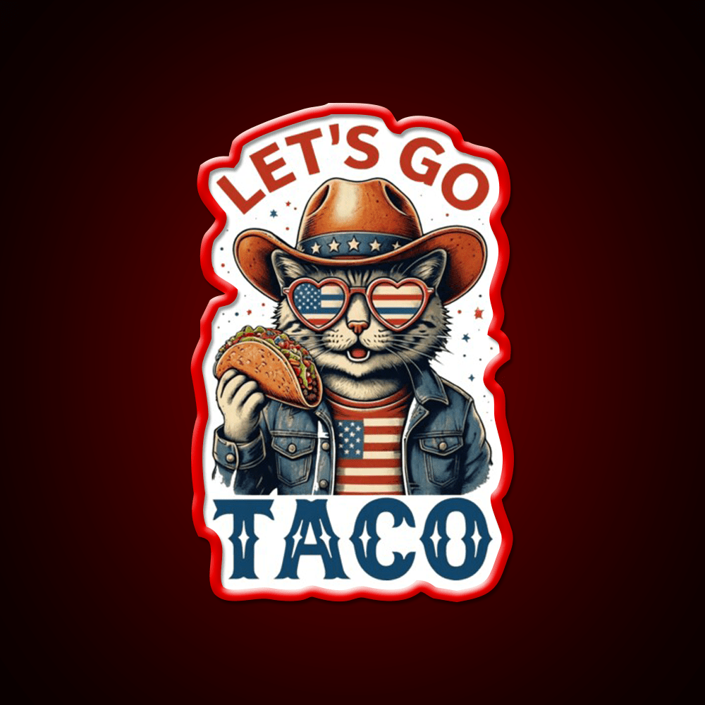 Lets Go Taco Cat Taco Led Neon Sign Rgb Color - Shineneon