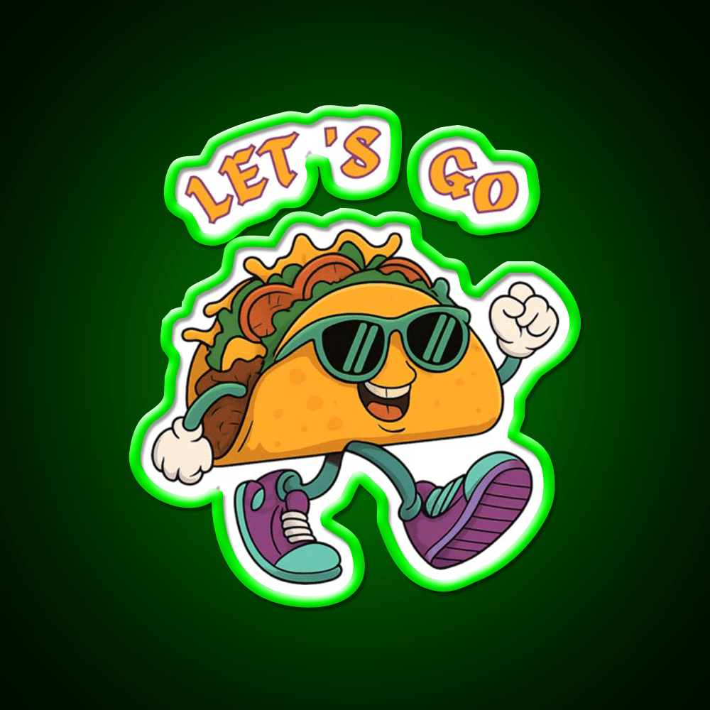 Lets Go Taco Fun Cartoon Taco Character Taco Led Neon Sign Rgb Color - Shineneon