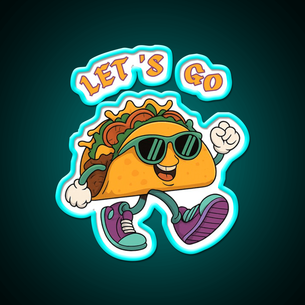 Lets Go Taco Fun Cartoon Taco Character Taco Led Neon Sign Rgb Color - Shineneon