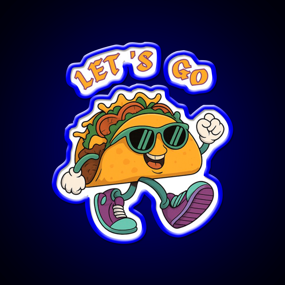 Lets Go Taco Fun Cartoon Taco Character Taco Led Neon Sign Rgb Color - Shineneon