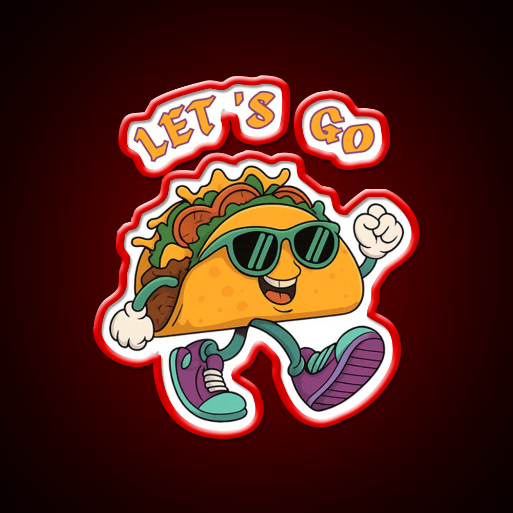 Lets Go Taco Fun Cartoon Taco Character Taco Led Neon Sign Rgb Color - Shineneon