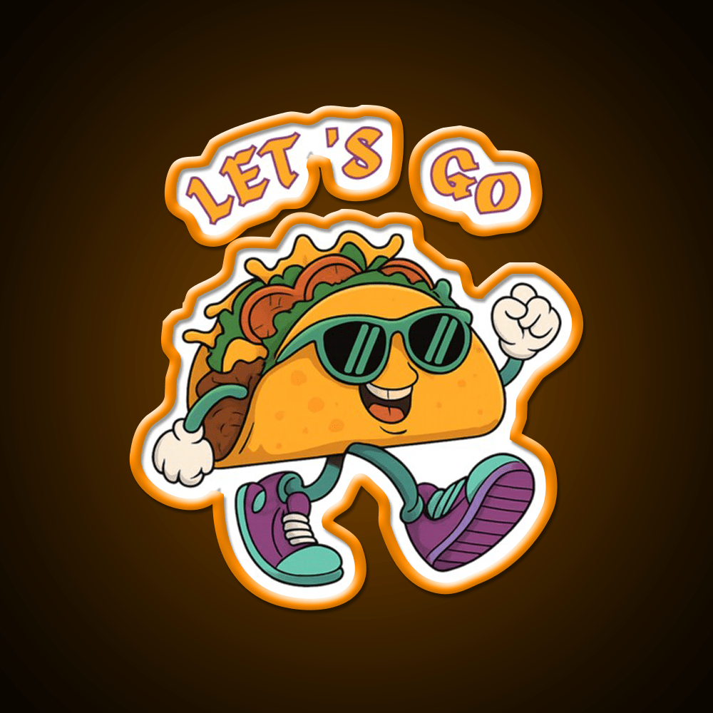Lets Go Taco Fun Cartoon Taco Character Taco Led Neon Sign Rgb Color - Shineneon