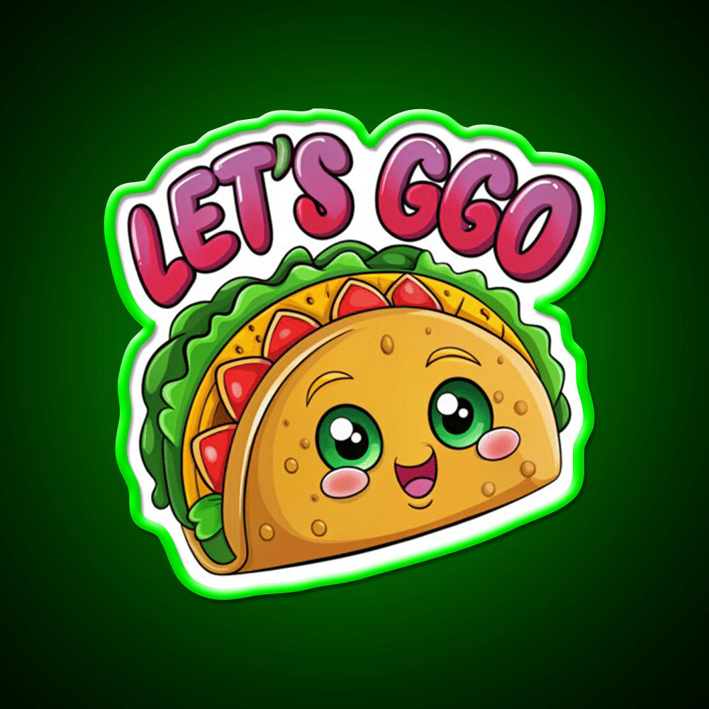 Lets Go Taco Funny Taco Led Neon Sign Mexican Food Sign Wall Art Rgb Color - Shineneon