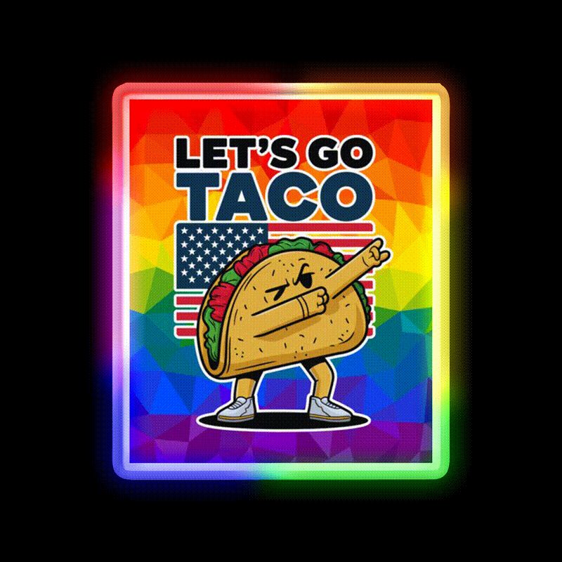 Lets Go Taco Led Neon Sign Mexican Food Sign Kitchen Neon Sign Rgb Color - LED neon sign close-up detail