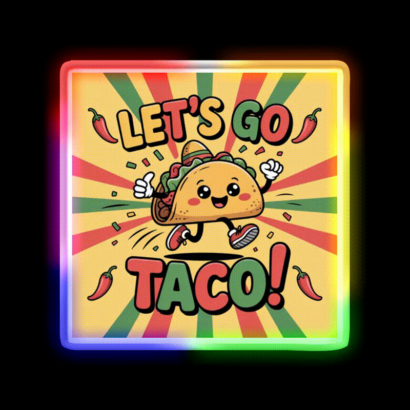 Lets Go Taco Led Neon Sign Mexican Food Sign Kitchen Signs Rgb Color - LED neon sign close-up detail