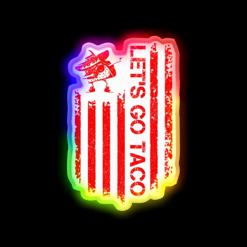 Lets Go Taco Led Neon Sign Mexican Food Sign Led Sign Gift Kitchen Sign Rgb Color - LED neon sign close-up detail
