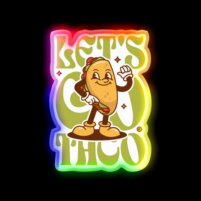 Lets Go Taco Led Neon Sign Mexican Food Sign Neon Wall Sign Rgb Color - LED neon sign close-up detail