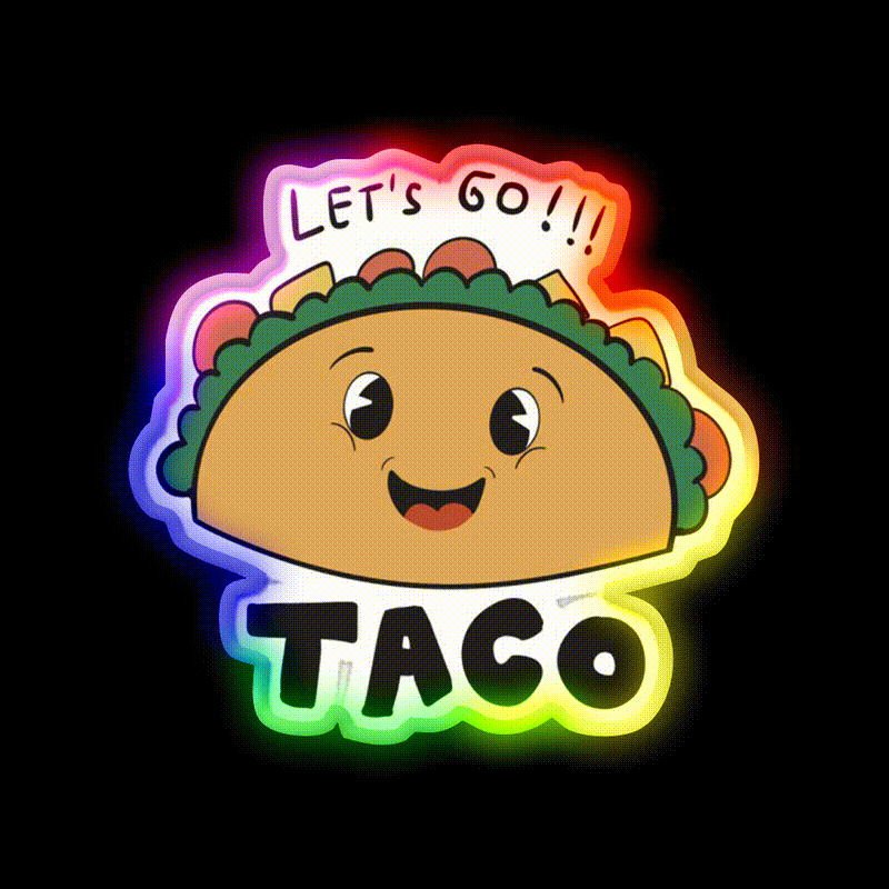 Lets Go Taco Led Neon Sign Mexican Food Sign Taco Kitchen Sign Rgb Color - LED neon sign close-up detail
