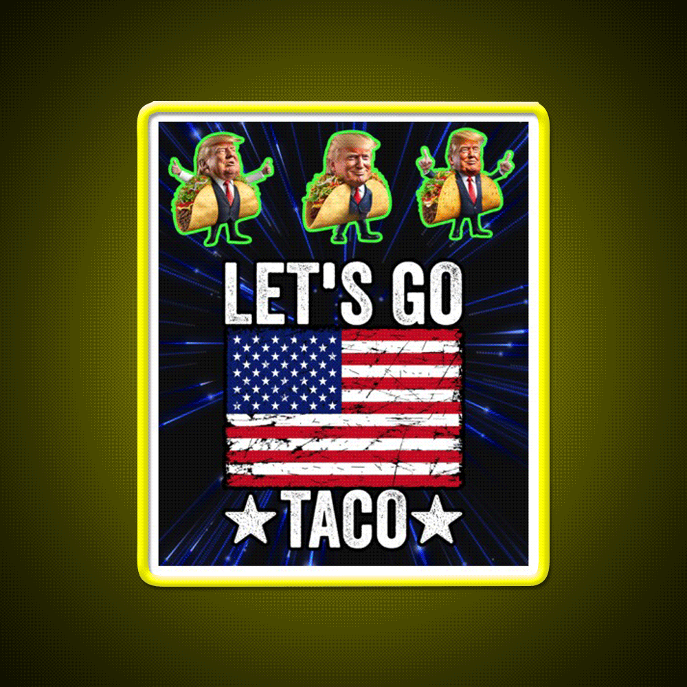 Lets Go Taco Led Neon Sign Mexican Food Sign Taco Light Rgb Color - Custom LED neon sign front view