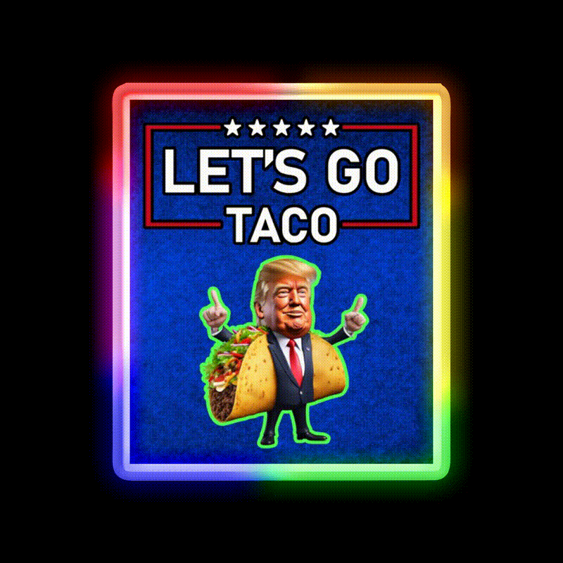 Lets Go Taco Led Neon Sign Mexican Food Sign Wall Art Rgb Color - LED neon sign close-up detail