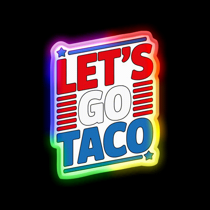 Lets Go Taco Led Neon Sign Mexican Food Sign Wall Light Kitchen Sign Rgb Color - LED neon sign close-up detail