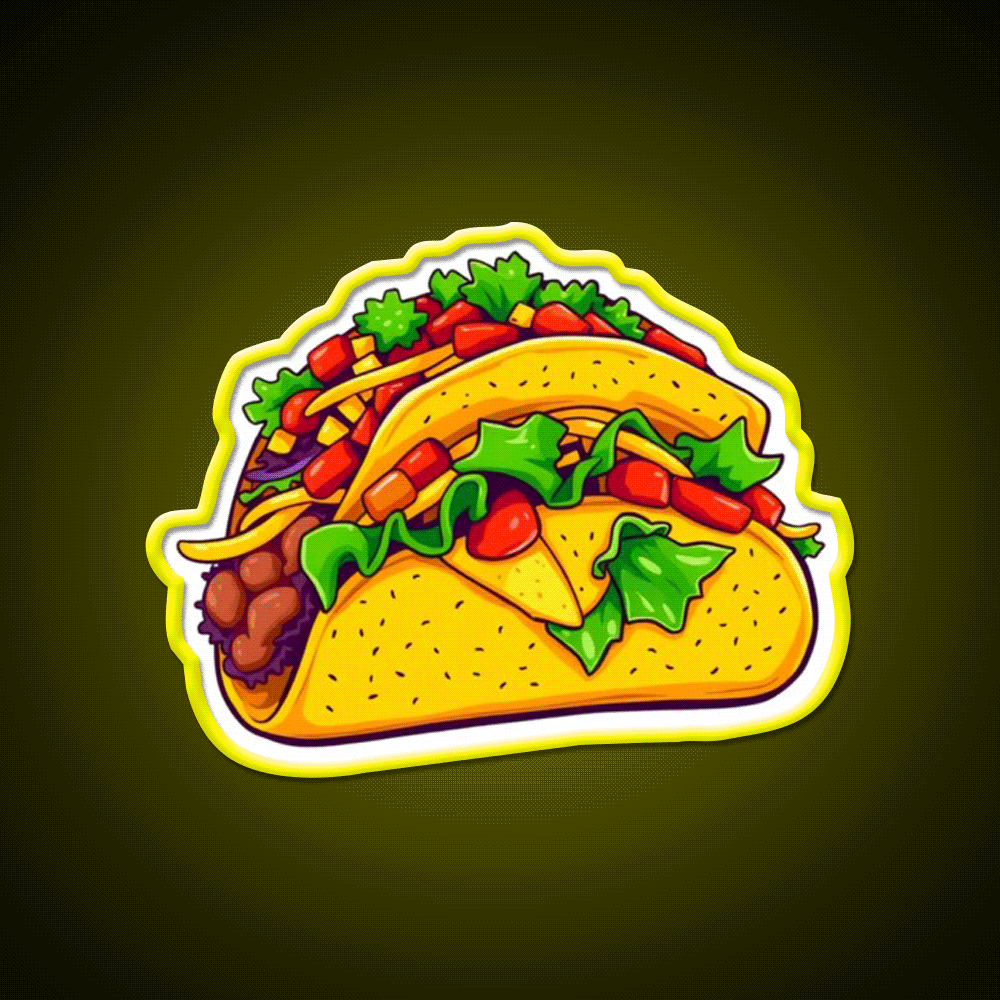 Lets Go Taco Led Neon Sign Mexican Food Sign Wall Sign Kitchen Sign Rgb Color - Custom LED neon sign front view