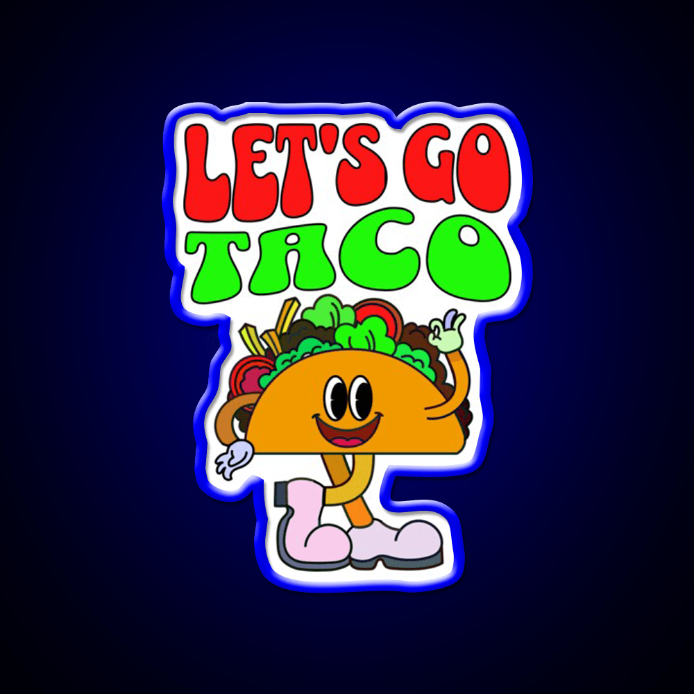 Lets Go Taco Retro 70S Style Taco Led Neon Sign Rgb Color - Shineneon