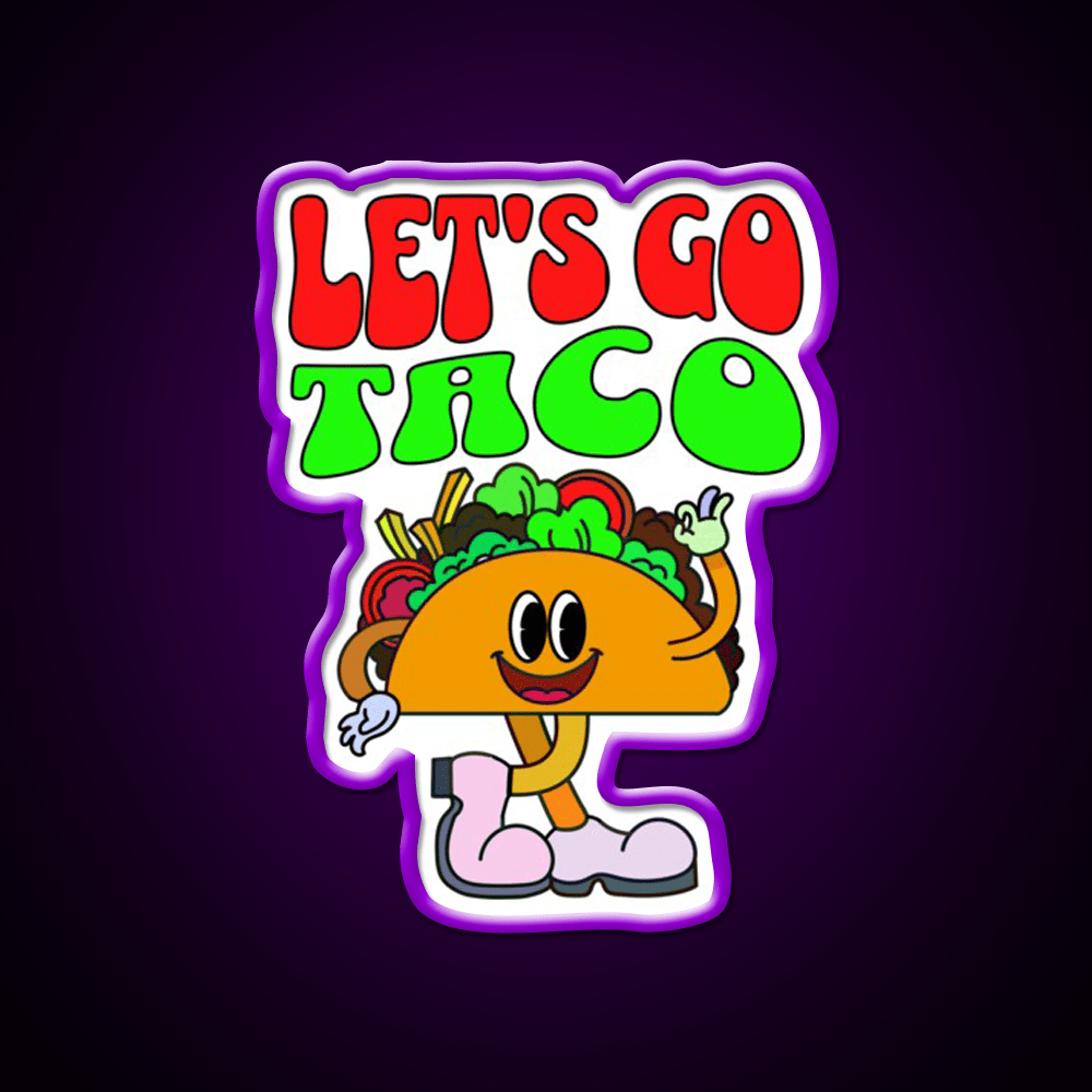 Lets Go Taco Retro 70S Style Taco Led Neon Sign Rgb Color - Shineneon