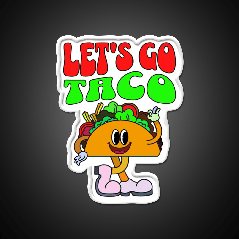 Lets Go Taco Retro 70S Style Taco Led Neon Sign Rgb Color - Shineneon