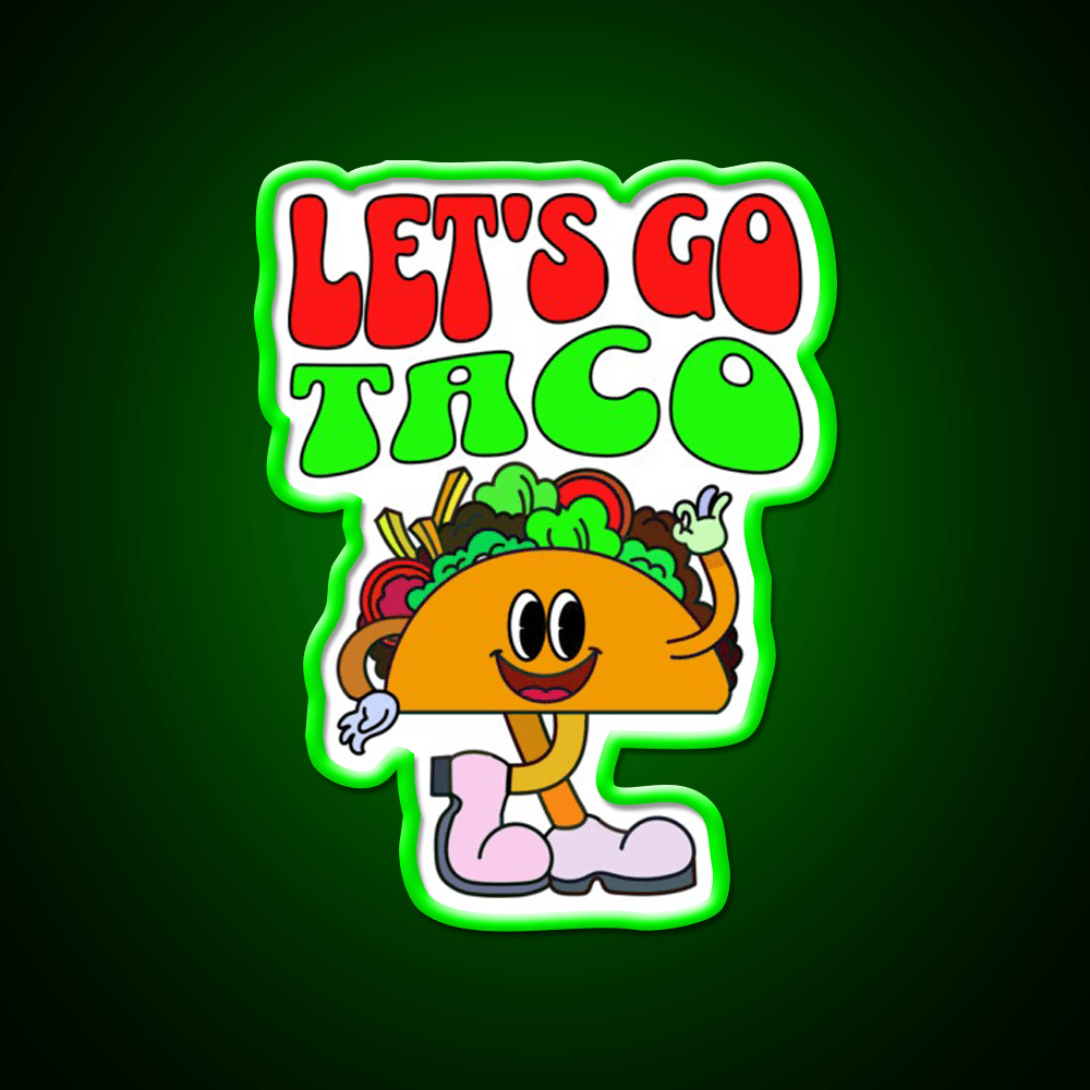 Lets Go Taco Retro 70S Style Taco Led Neon Sign Rgb Color - Shineneon