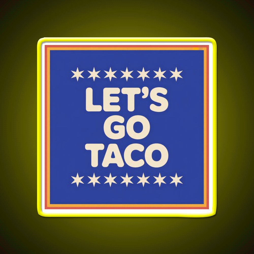 Lets Go Taco Retro Lets Go Taco Led Neon Sign Rgb Color - Custom LED neon sign front view