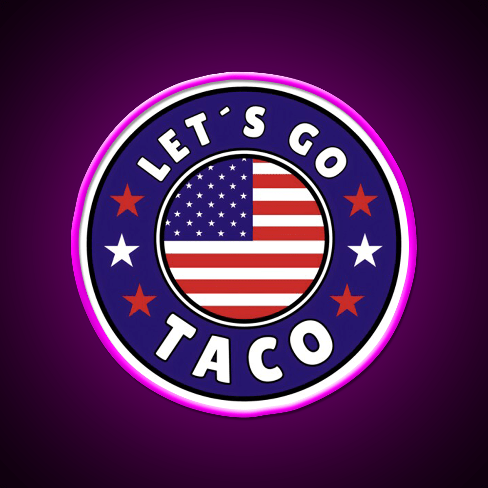 Lets Go Taco Round Style 2 Taco Led Neon Sign Rgb Color - Shineneon