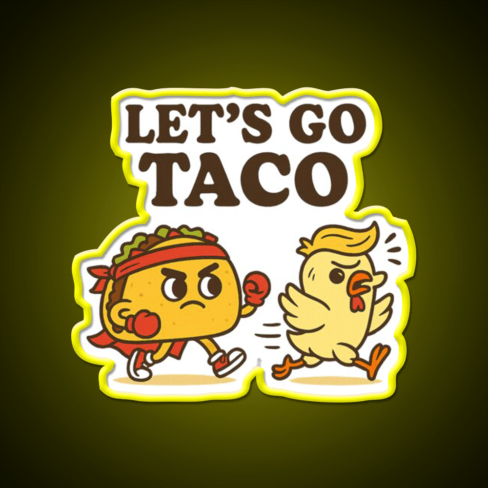 Lets Go Taco Vs Chicken Cartoon Taco Led Neon Sign Rgb Color - Custom LED neon sign front view