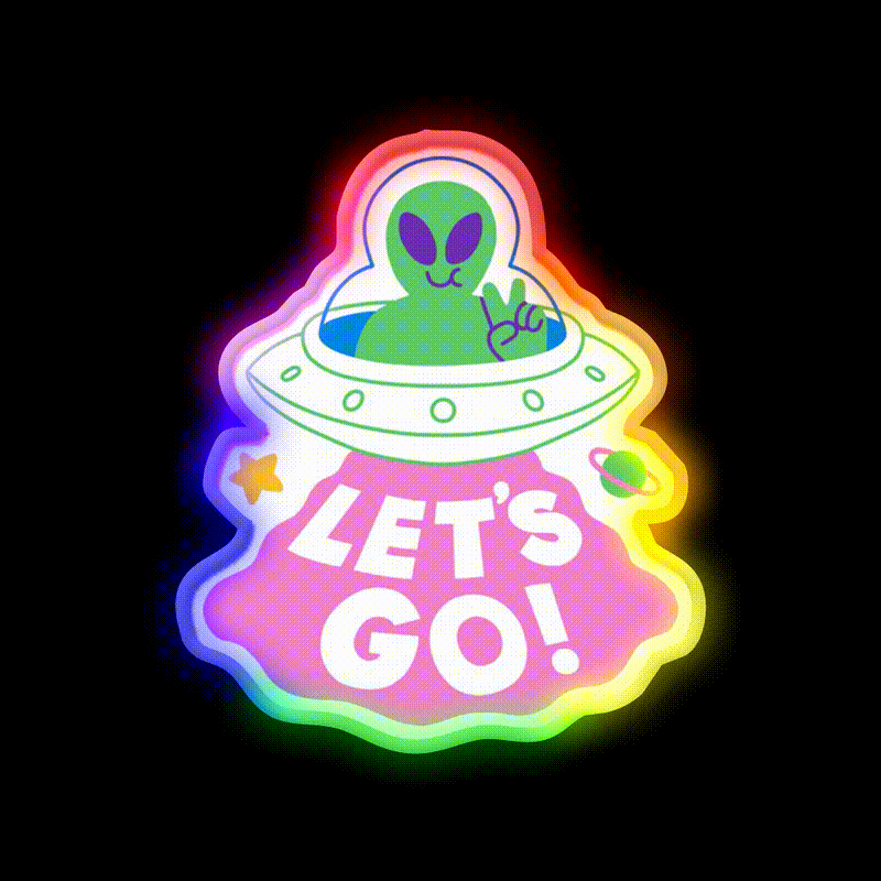 Lets Go Ufo Taco Led Neon Sign Mexican Food Sign Rgb Color - LED neon sign close-up detail