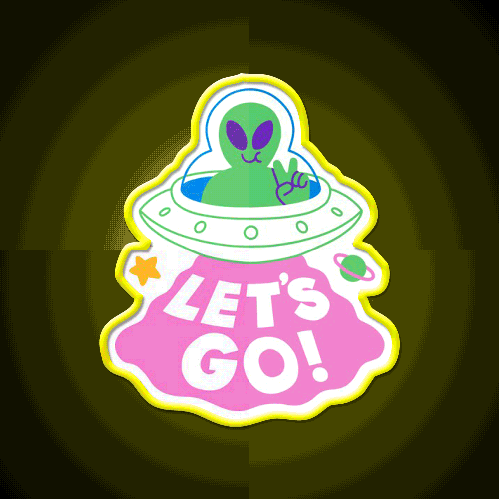 Lets Go Ufo Taco Led Neon Sign Mexican Food Sign Rgb Color - Custom LED neon sign front view