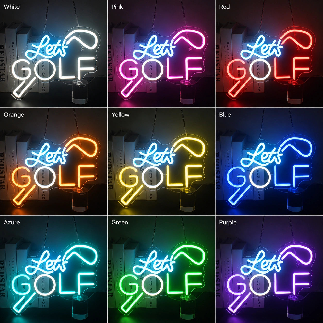 Lets Golf Neon Sign LED Neon Sign color grid
