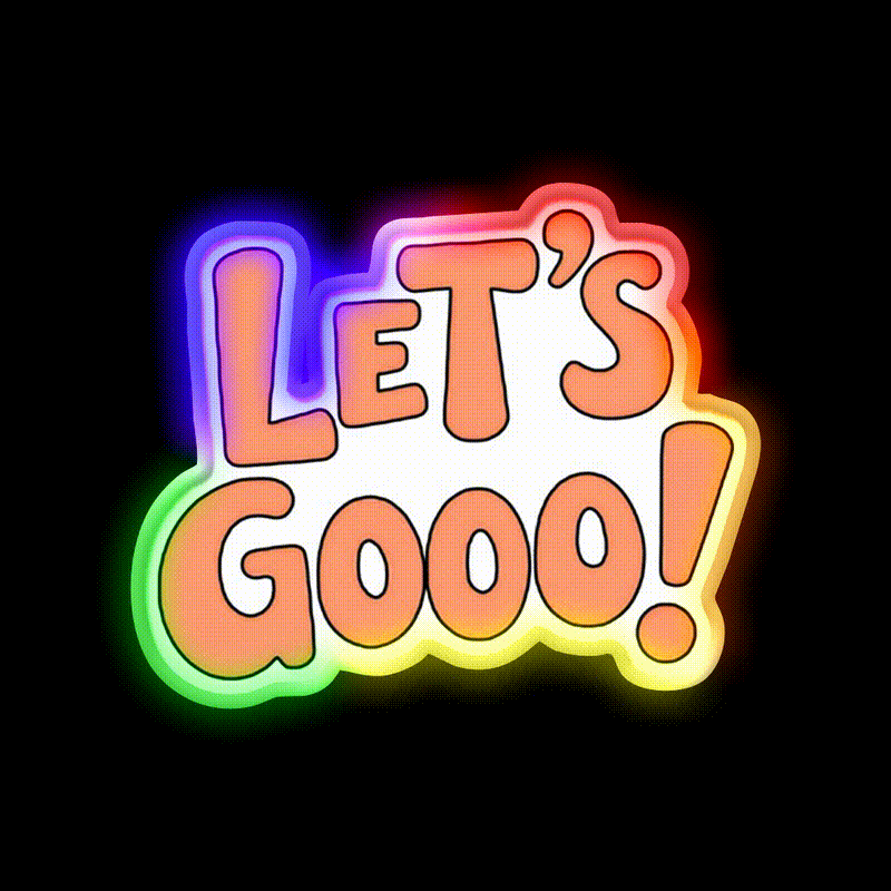 Lets Gooo Motivational Gym For Fitness Lovers Taco Led Neon Sign Rgb Color - LED neon sign close-up detail