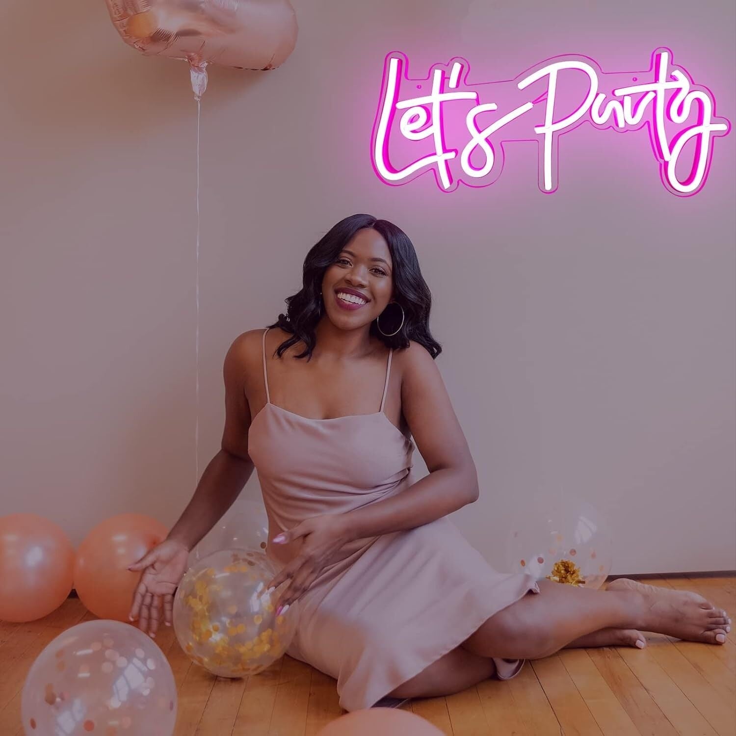 Lets Party Deep Pink Neon Sign Celebration Time | Shineneon