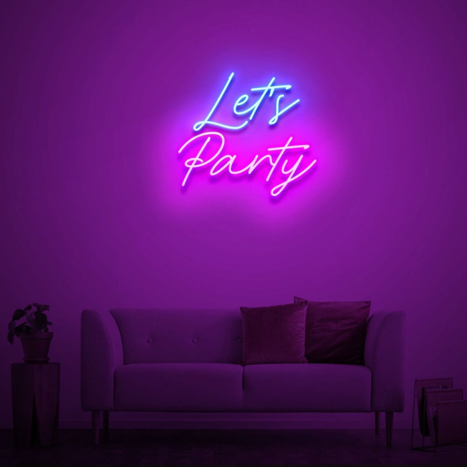 Lets Party Neon Sign Blue And Pink Neon Lights | Shineneon