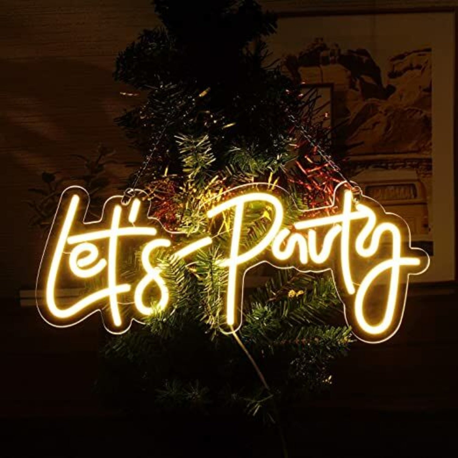 Lets Party Neon Sign Christmas Party Room Decor | Shineneon