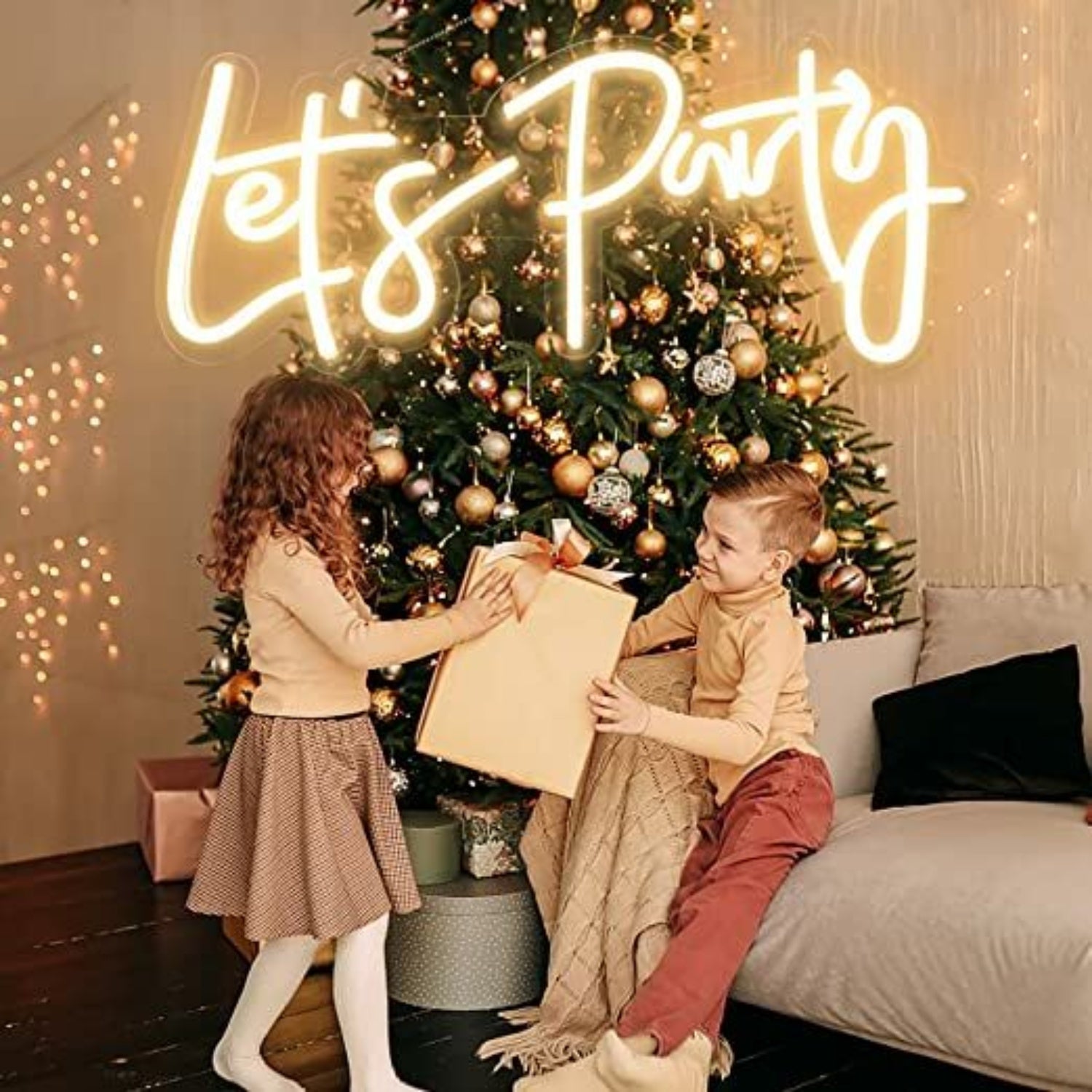Lets Party Neon Sign For Christmas Warm White Wall Decor | Shineneon