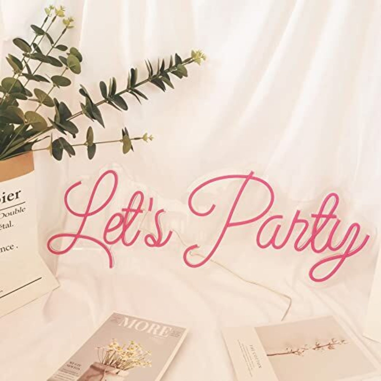 Lets Party Neon Sign Wall Decor Led Pink Neon Sign For Wedding | Shineneon