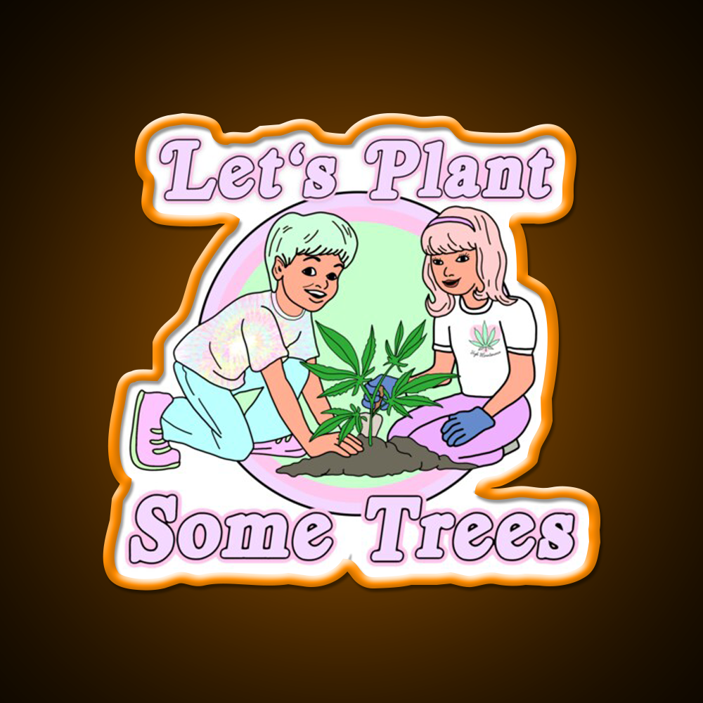 Lets Plant Some Trees Hemp Inspired Green Leaf Led Neon Sign Rgb Color - LED neon sign view 6