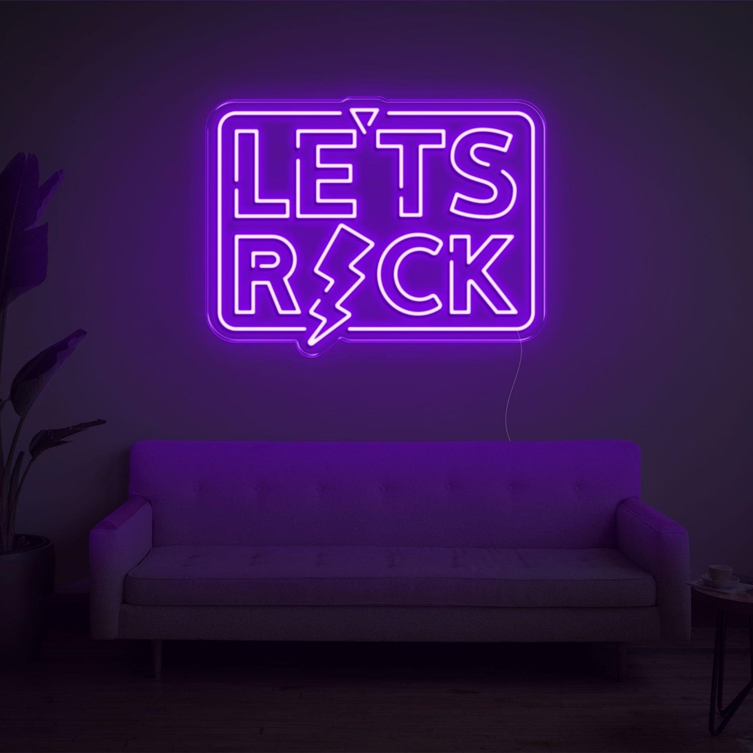 Lets Rock Blue Lightning Led Neon Sign For Living Room Lounge | Shineneon