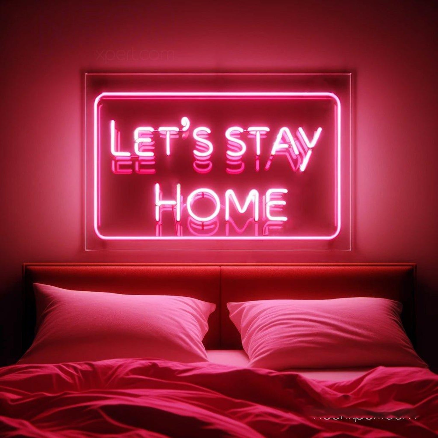 Lets Stay Home Pink Vintage-Style Led Neon Sign For Cozy Bedroom Wall Decor | Shineneon