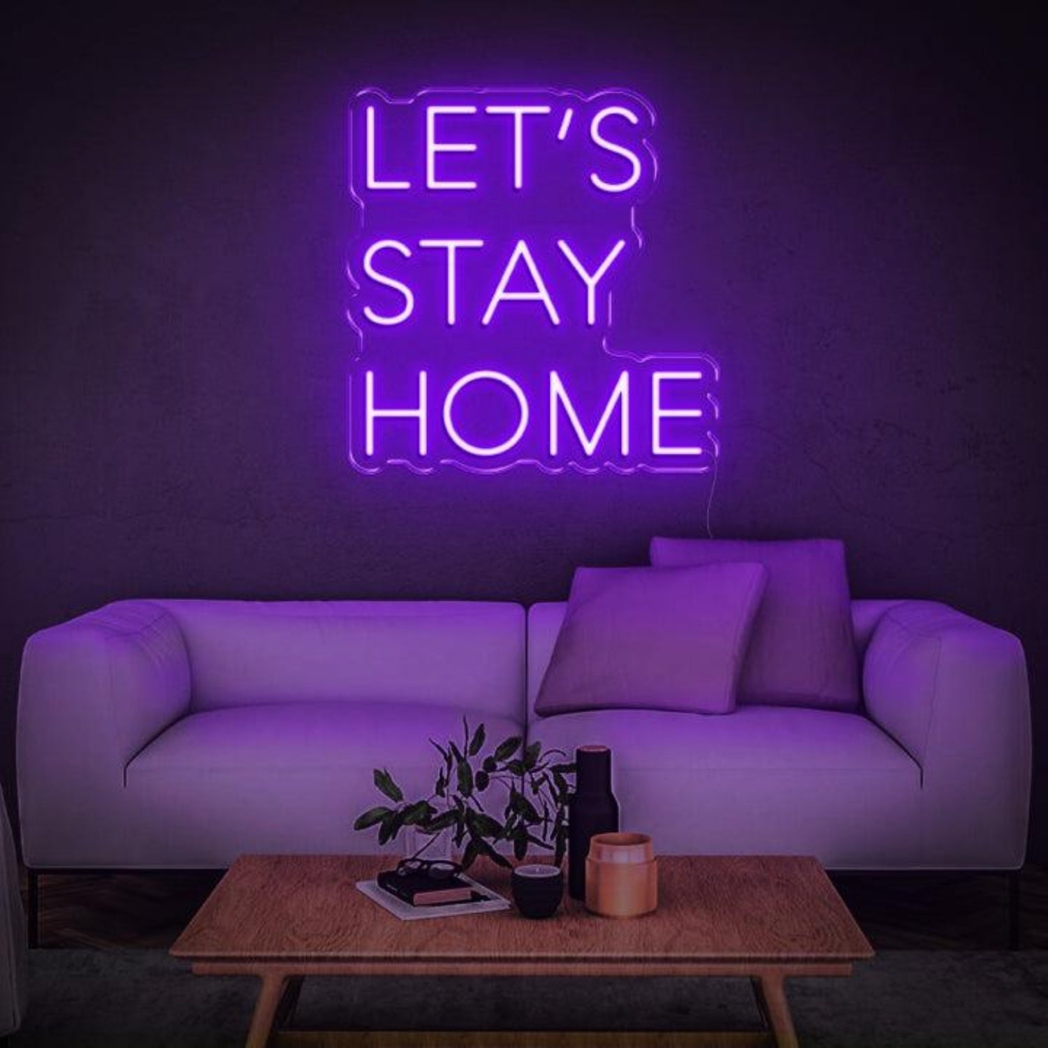 Lets Stay Home White Wave Led Neon Sign For Home Decor | Shineneon