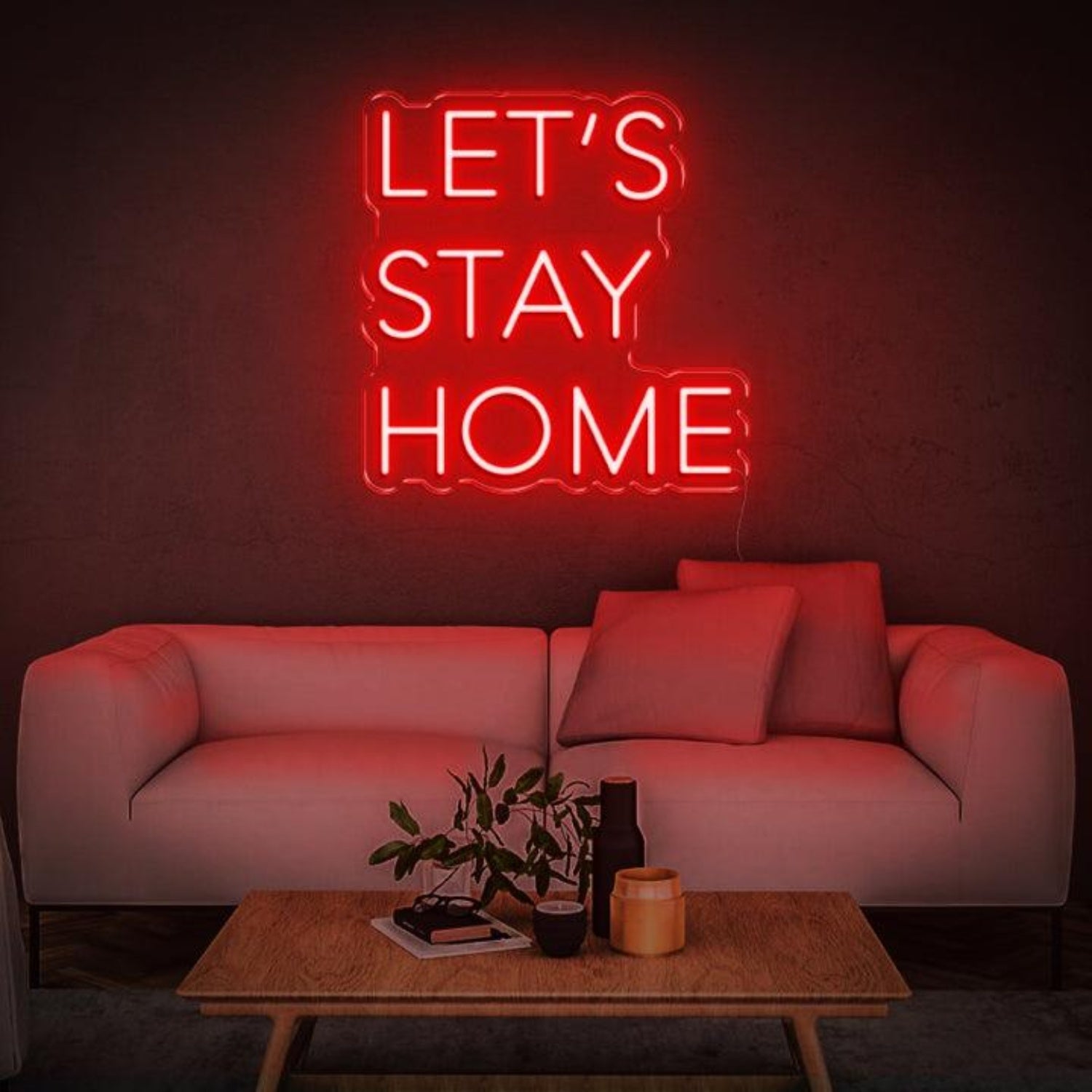 Lets Stay Home White Wave Led Neon Sign For Home Decor | Shineneon