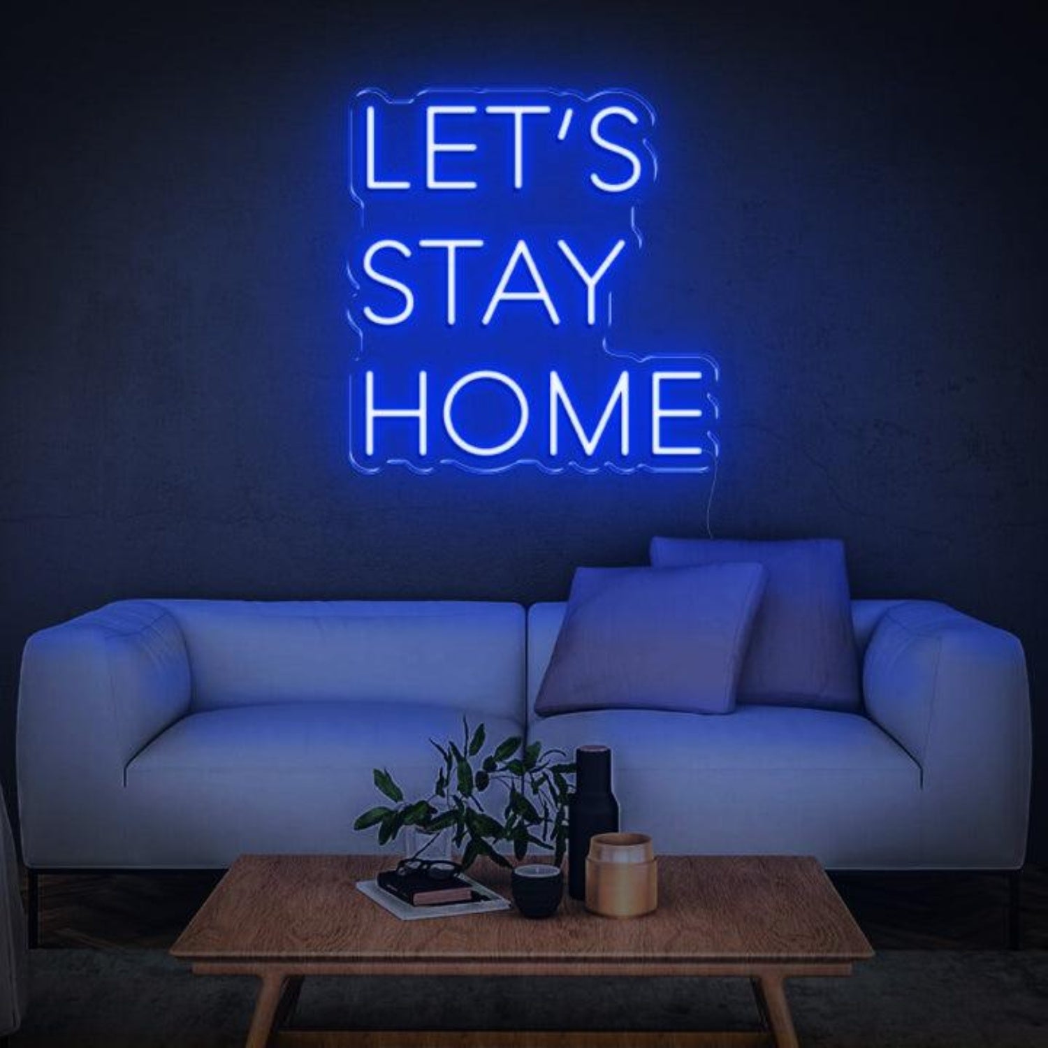 Lets Stay Home White Wave Led Neon Sign For Home Decor | Shineneon