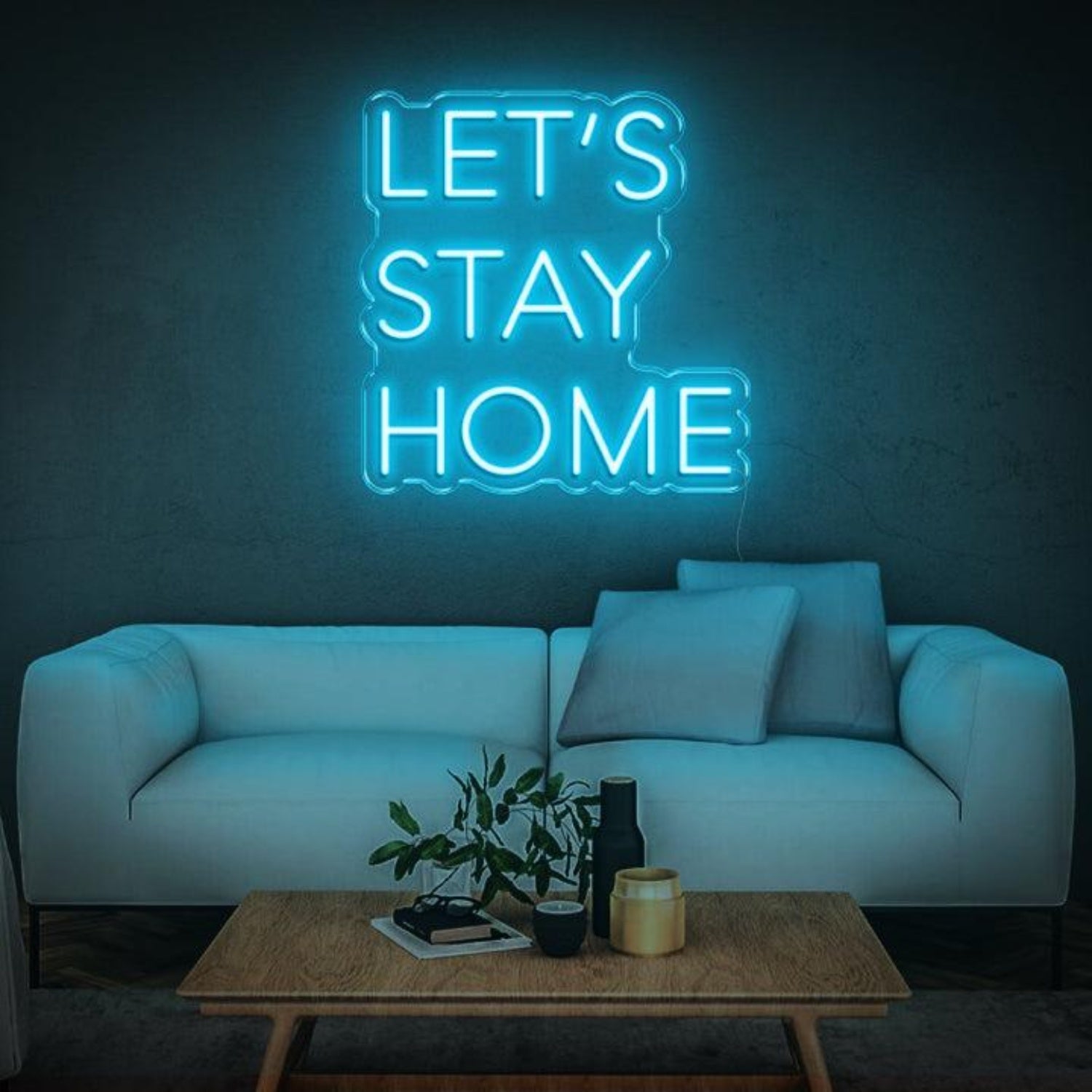 Lets Stay Home White Wave Led Neon Sign For Home Decor | Shineneon