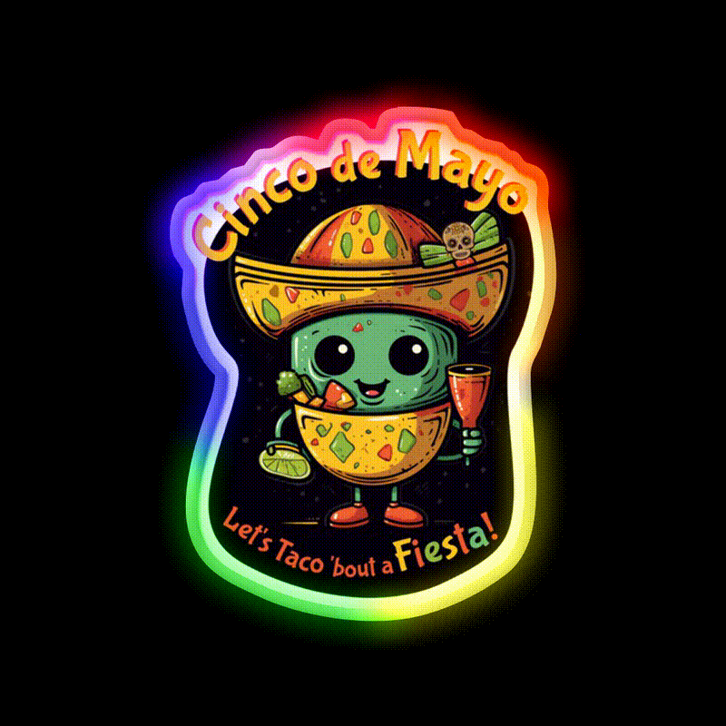 Lets Taco Bout Fiesta Taco Led Neon Sign Rgb Color - LED neon sign close-up detail
