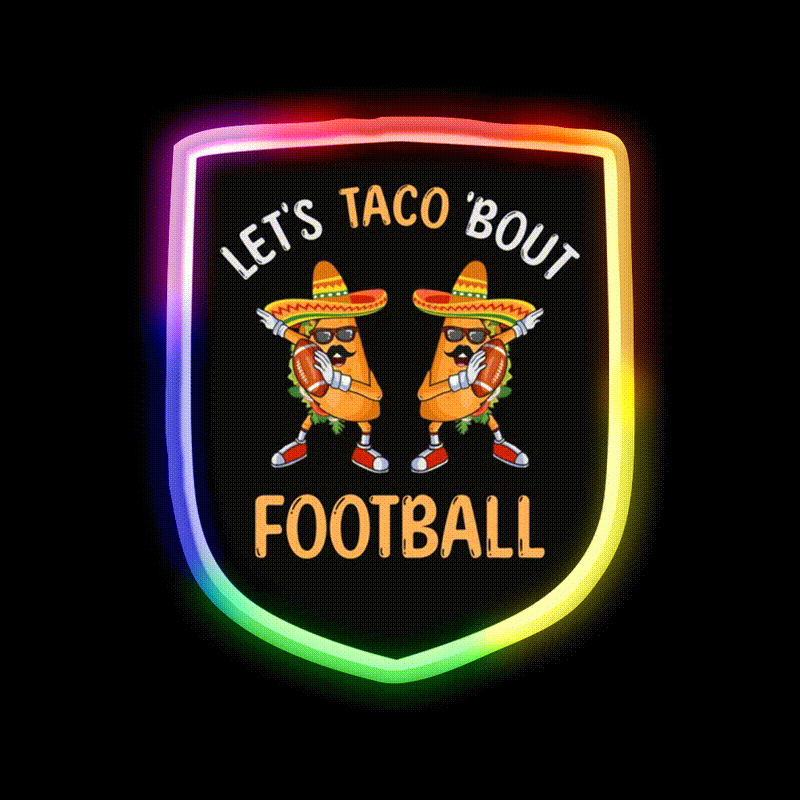 Lets Taco Bout Football Two Tacos Taco Led Neon Sign Kitchen Sign Rgb Color - LED neon sign close-up detail