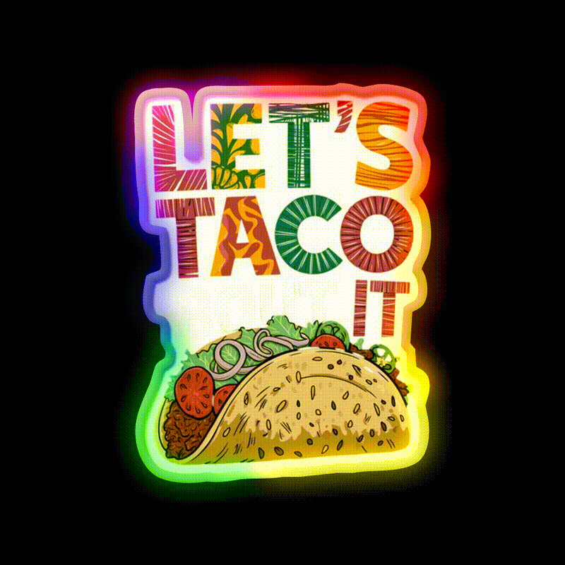 Lets Taco Bout It Taco Led Neon Sign Kitchen Sign Led Neon Light Rgb Color - LED neon sign close-up detail