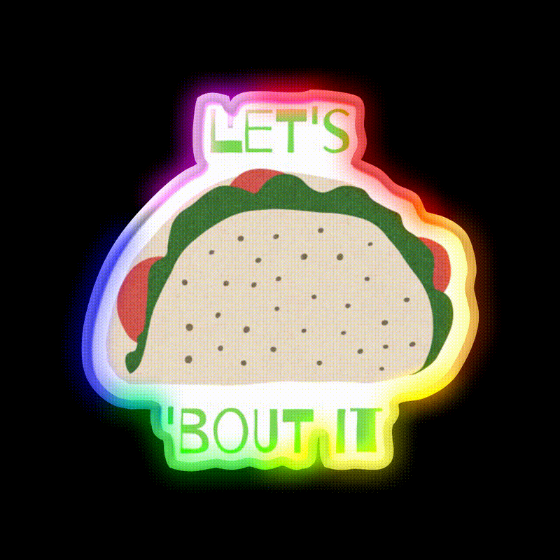 Lets Taco Bout It Taco Led Neon Sign Taco Light Kitchen Sign Rgb Color - LED neon sign close-up detail