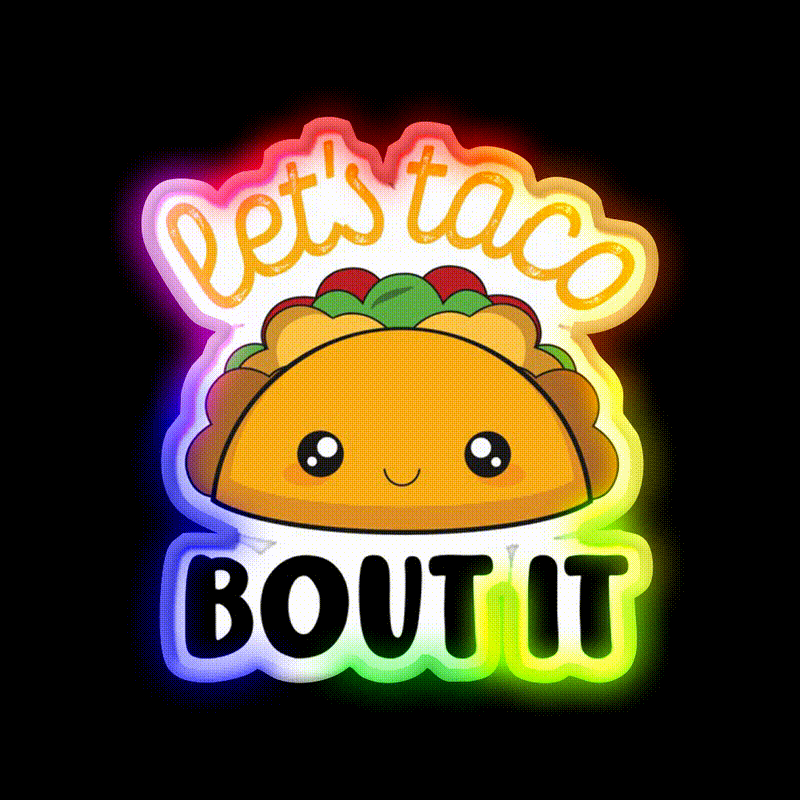 Lets Taco Bout It Taco Led Neon Sign Wall Decor Kitchen Sign Rgb Color - LED neon sign close-up detail