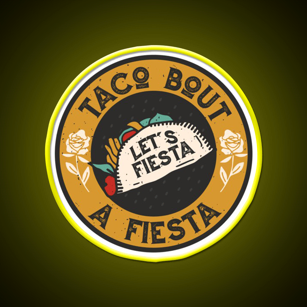 Lets Taco Bout It Taco Led Neon Sign Wall Sign Kitchen Sign Rgb Color - Custom LED neon sign front view
