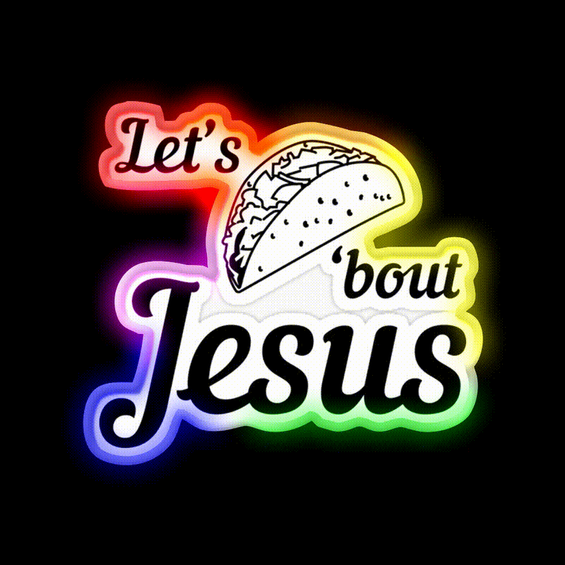Lets Taco Bout Taco Led Neon Sign Mexican Food Sign For Taqueria Rgb Color - LED neon sign close-up detail