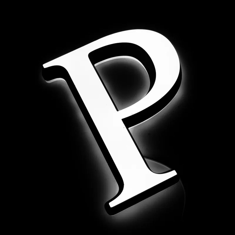 Letter P 3D Frontlit And Backlit Channel Letter Led Light Sign